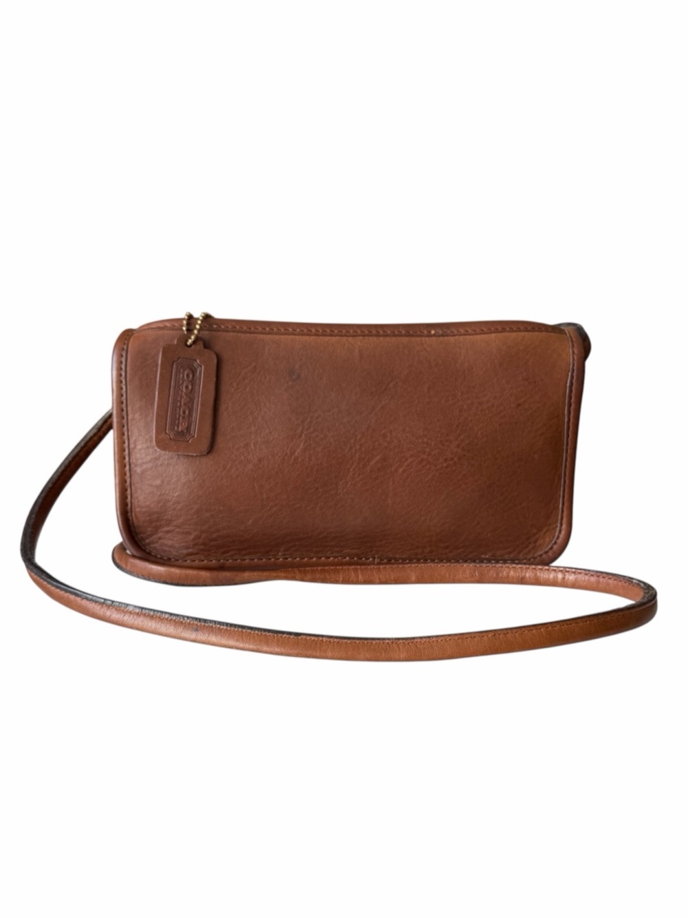 Vintage Coach 9655 Small Zippered Pouch British Tan NYC USA Crossbody Bag